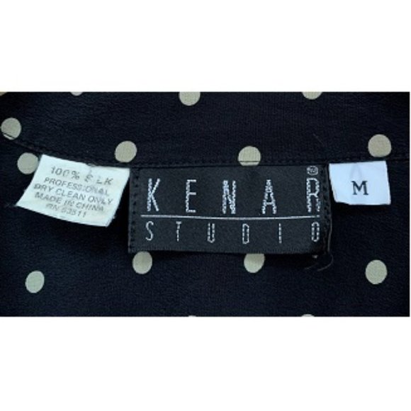 KENAR 90s Silk Polka Dot Buttondown Shirt Blouse - Picture 5 of 6